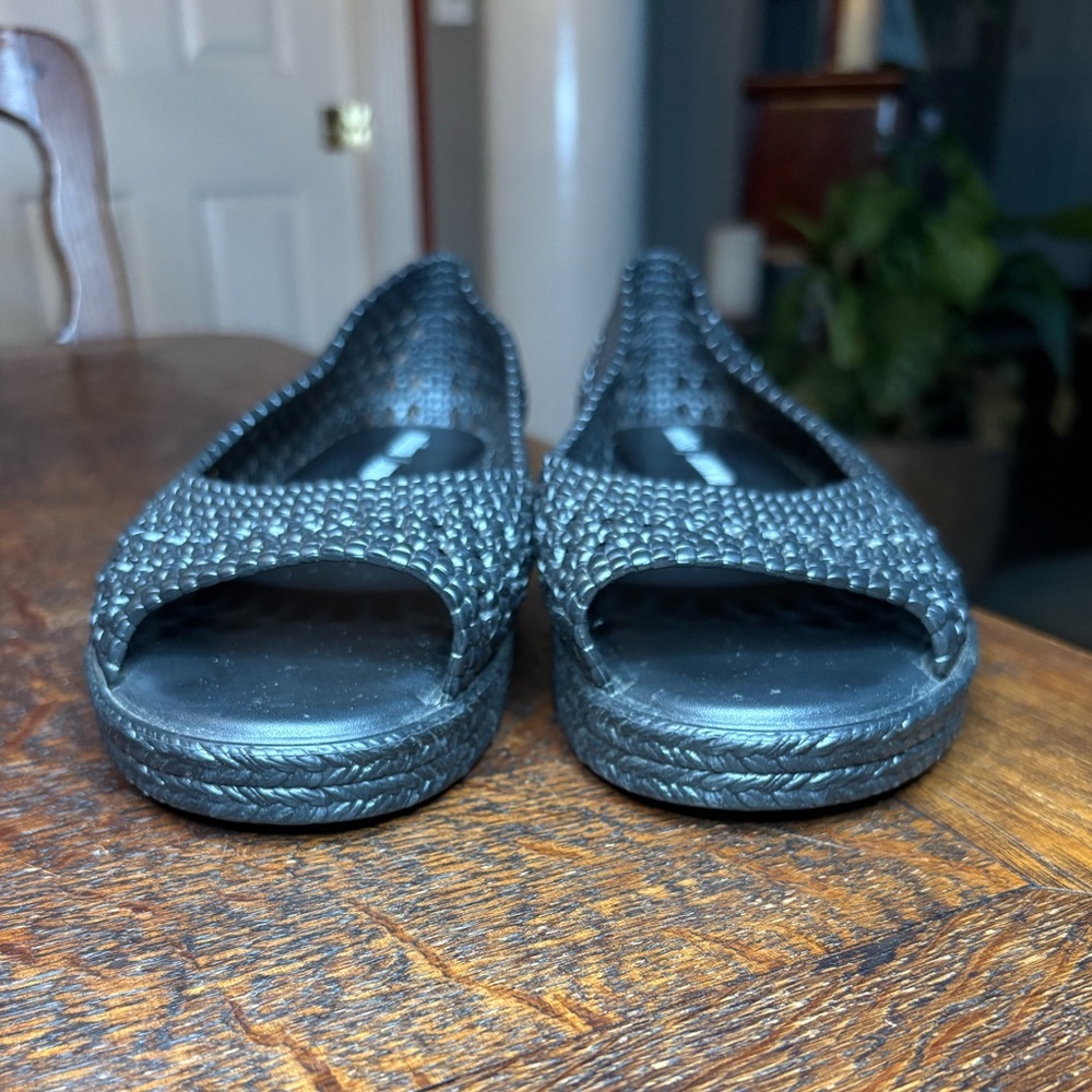 MELISSA x Jason Wu Camilla Black Woven Peep Toe Jelly Flats Shoes Size 7 - Picture 3 of 9